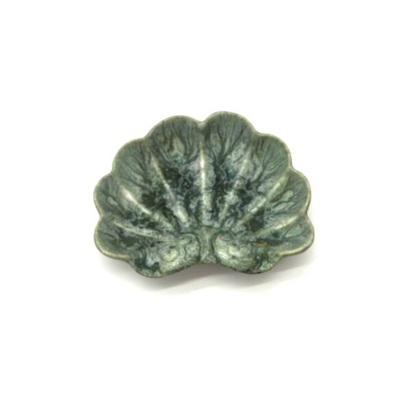 VINTAGE CERAMIC SHELL DISH in Blue/Green glaze - Picture 1 of 8